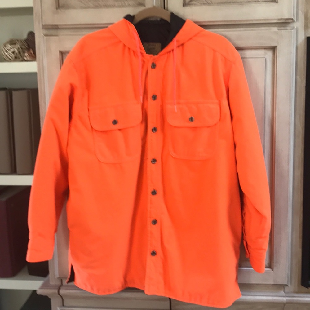 Duxbak Vintage wool orange hunters Hooded lined shirt jacket